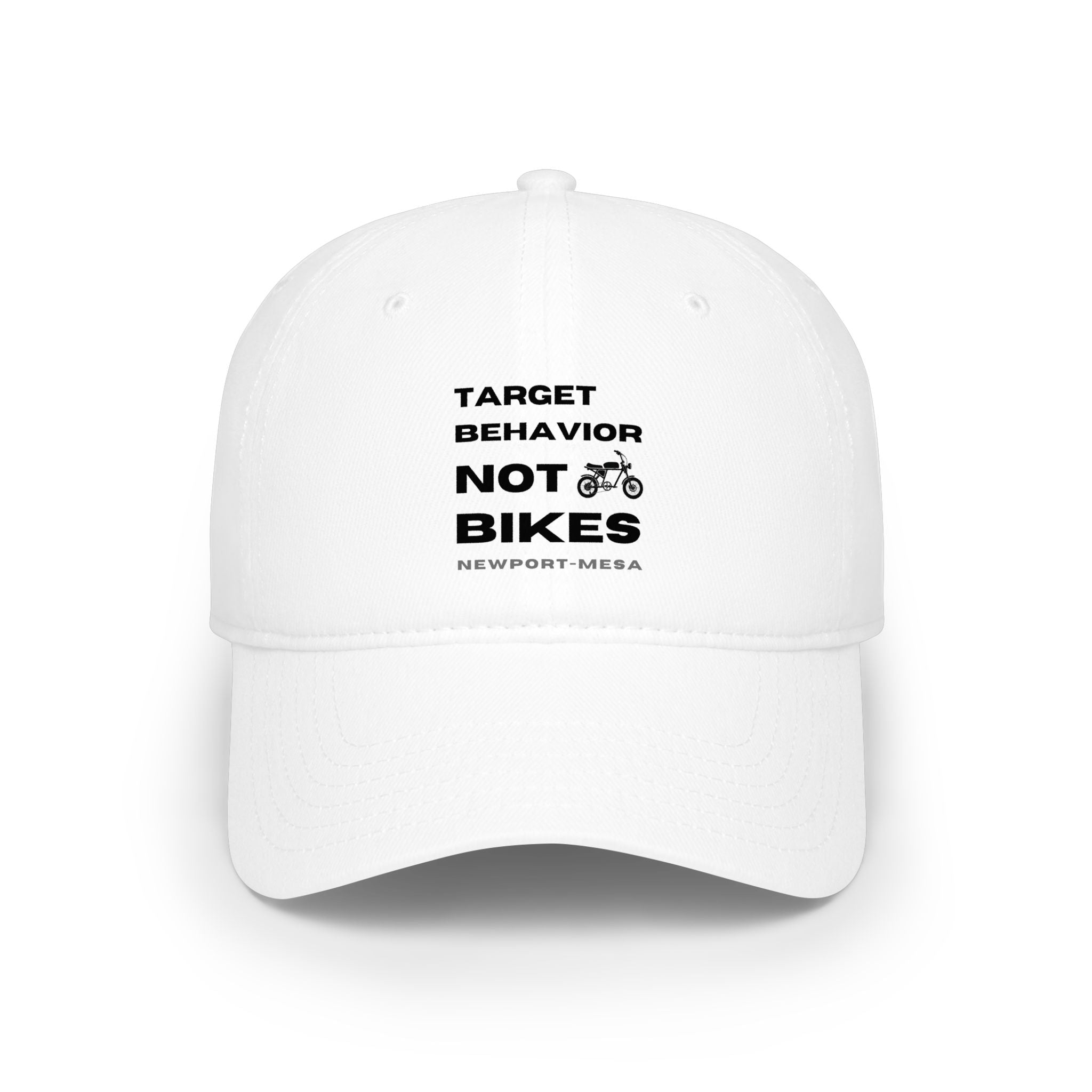White Baseball Cap: Target Behavior Not Bikes
