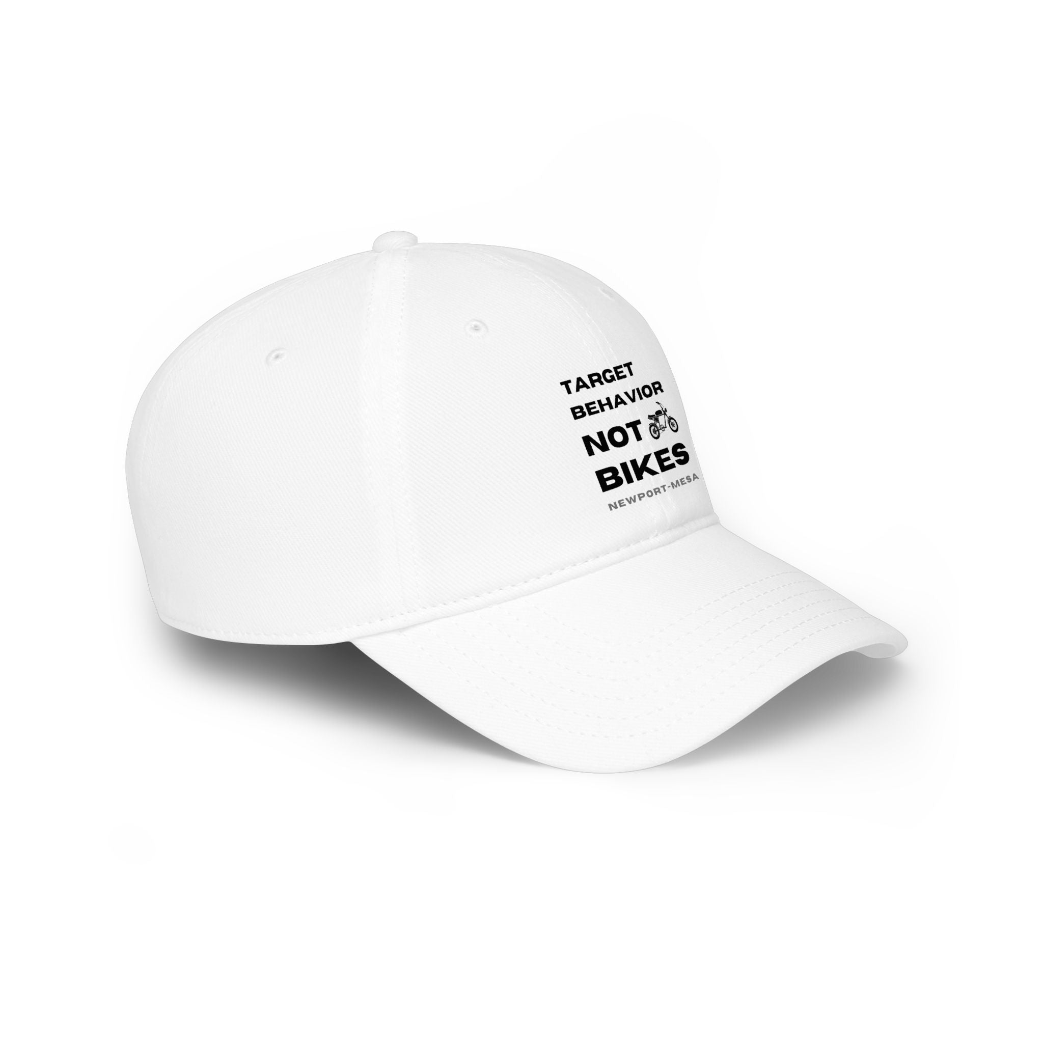 White Baseball Cap: Target Behavior Not Bikes
